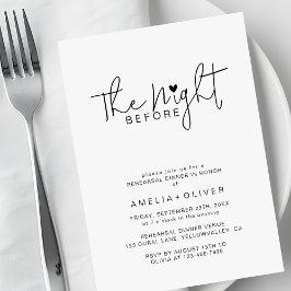 Modern Script Hart | Bruiloftsprobediner Kaart