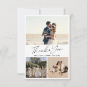 Modern script hart foto collage bruiloft bedankkaart (Voorkant)