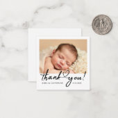 Modern Script Hart Mini Doop Dankjewel Kaart Notitiekaartje (Voorkant / Achterkant in situ)