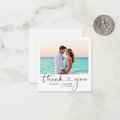 MODERN Script Hart Trouwfoto Budget Bedankt Notitiekaartje (Voorkant / Achterkant in situ)