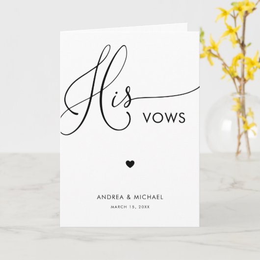 Modern Script & Hart Zijn geloften Trouwboek Kaart (Gele Bloem)