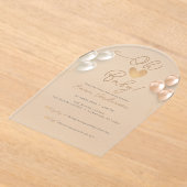 Modern Script Hartballonnen Neutraal Baby shower Acryl Uitnodigingen (Laagn)