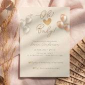 Modern Script Hartballonnen Neutraal Baby shower Kaart