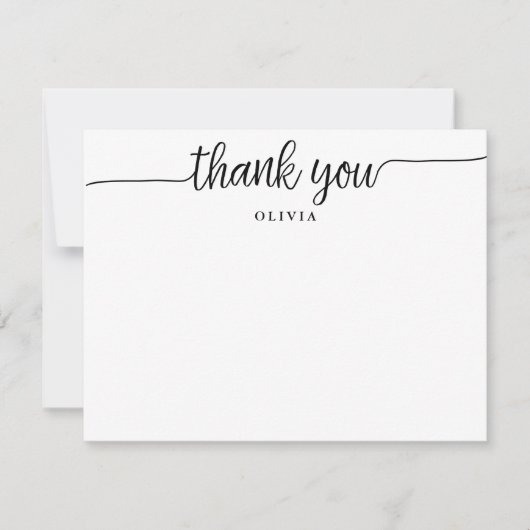 Modern script - Hartelijk dank - Platte notitiekaa Kaart (Voorkant)