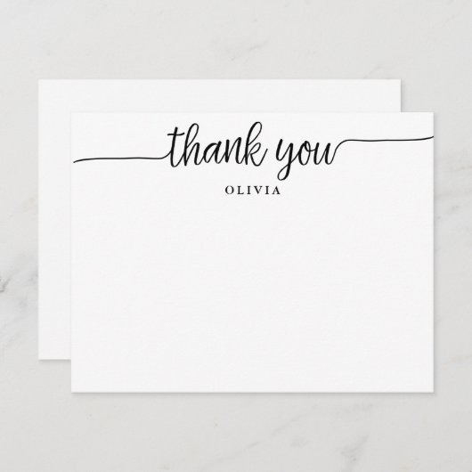 Modern script - Hartelijk dank - Platte notitiekaa Kaart (Voorkant / Achterkant)