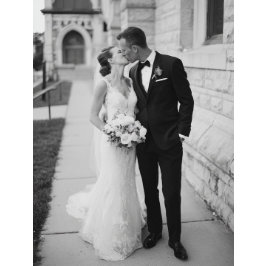 Modern Script Heart 2 Photo Wedding Bedankkaart