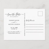 Modern Script Heart 3 Fotocollage Sla de datum op Aankondigingskaart (Achterkant)