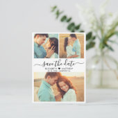 Modern Script Heart 3 Fotocollage Sla de datum op Aankondigingskaart (Staand voorkant)