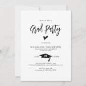 Modern Script Heart Afstudeerder Party Afstuderen Kaart (Voorkant)