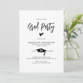 Modern Script Heart Afstudeerder Party Afstuderen Kaart (Staand voorkant)