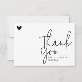 Modern Script Heart Contemporary Wedding Bedankkaart (Voorkant)
