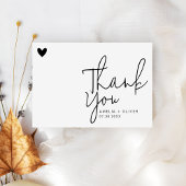 Modern Script Heart Contemporary Wedding Bedankkaart