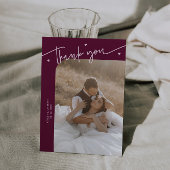 Modern Script Heart Cranberry Wedding Bedankkaart