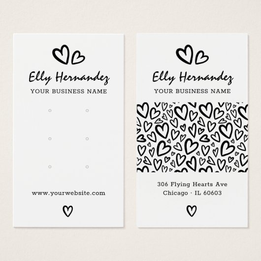 Modern Script Heart Earring Sieraden Display Kaart (Voorkant /achterkant)