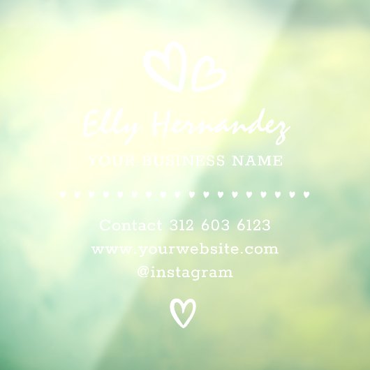 Modern Script Heart Logo White Business Storefront Raamsticker (Vel 3)