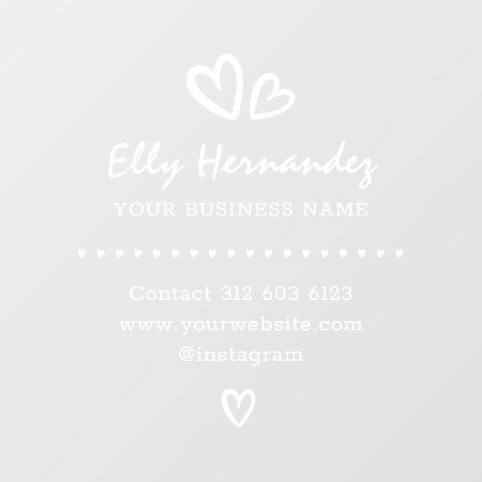 Modern Script Heart Logo White Business Storefront Raamsticker (Vel)