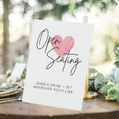 Modern Script Heart Open Seating Wedding Sign Reclamebord Met Voetstuk