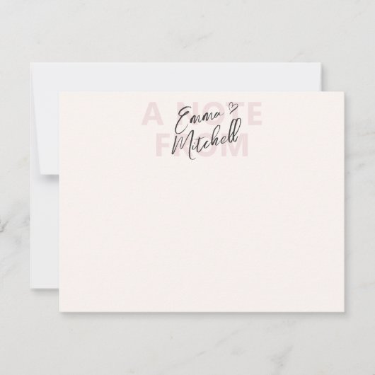 Modern Script Heart Personalized Note Kaart Notitiekaartje (Voorkant)