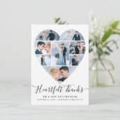 Modern Script Heart Photo Collage Wedding Bedankkaart (Staand voorkant)