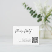 Modern Script Heart QR Code Trouwwebsite RSVP Informatiekaartje (Staand voorkant)