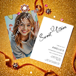 Modern Script Heart Sweet Sixteen 16e verjaardag Kaart