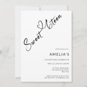 Modern Script Heart Sweet Sixteen 16e verjaardag Kaart (Voorkant)