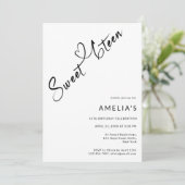 Modern Script Heart Sweet Sixteen 16e verjaardag Kaart (Staand voorkant)