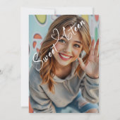 Modern Script Heart Sweet Sixteen 16e verjaardag Kaart (Achterkant)