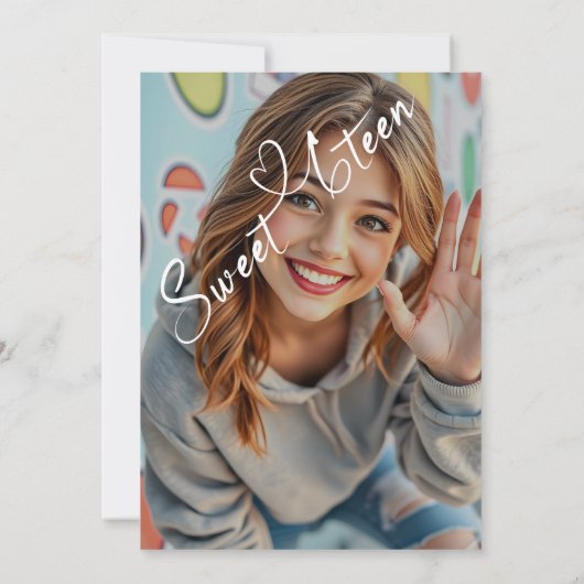 Modern Script Heart Sweet Sixteen 16e verjaardag Kaart (Achterkant)