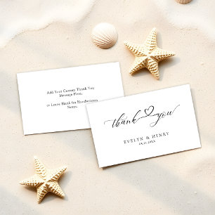 Modern Script Heart Wedding Budget Bedankt Notitiekaartje