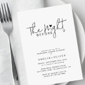 Modern Script Heart | Wedding Rehearsal Dinner Kaart