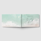 Modern Script Hearts In The Sand Beach Wedding Gastenboek (Volledig)