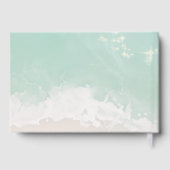 Modern Script Hearts In The Sand Beach Wedding Gastenboek (Achterkant)