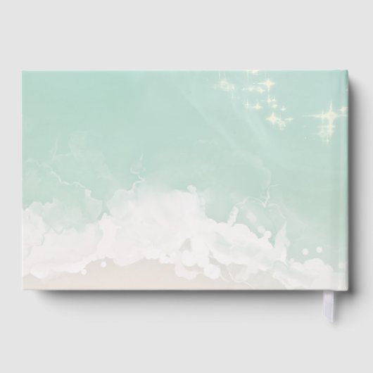 Modern Script Hearts In The Sand Beach Wedding Gastenboek (Achterkant)