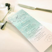 Modern Script Hearts In The Sand Beach Wedding Menu