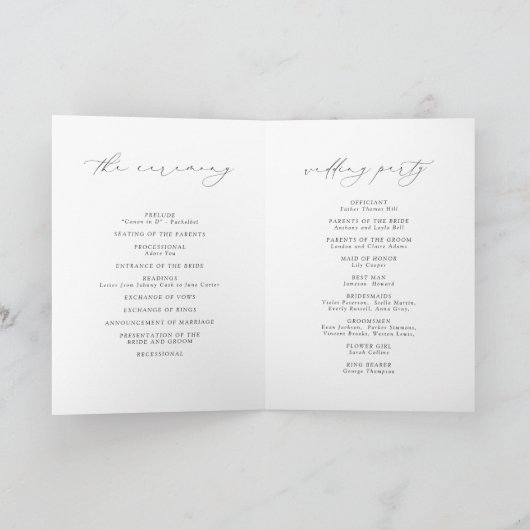 Modern Script Hearts In The Sand Beach Wedding Programma (Binnen)