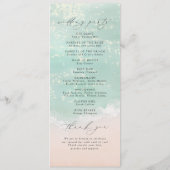 Modern Script Hearts In The Sand Beach Wedding Programmakaart (Achterkant)