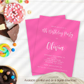 Modern Script Heet Roze 11e Verjaardagsfeest Kaart