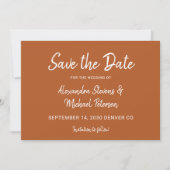 Modern script herfst terracotta bruiloft save the date (Voorkant)