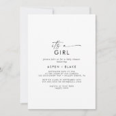 Modern script Het is een Girl Baby shower Invitati Kaart (Voorkant)