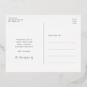 Modern script Hoera voor nieuwjaarsfoto 2026 Folie Feestdagen Briefkaart (Achterkant)