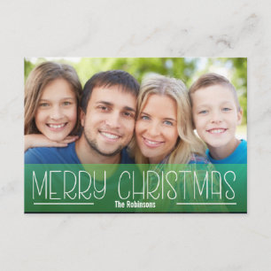 MODERN SCRIPT HOLIDAY FOTO MERRY CHRISTMAS GREEN KAART