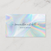 Modern Script Holographic Beautician Makeup Visitekaartje (Voorkant)