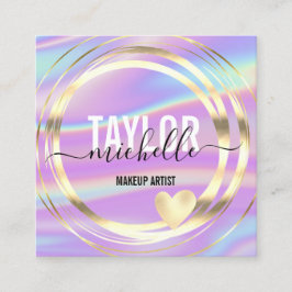 modern script holographic glitter square business vierkante visitekaartje