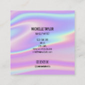 modern script holographic glitter square business vierkante visitekaartje (Achterkant)