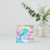 modern script holographic thank you for your order vierkante visitekaartje (Staand voorkant)