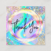 modern script holographic thank you for your order vierkante visitekaartje (Voorkant)