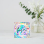 modern script holographic thank you for your order vierkante visitekaartje (Staand voorkant)