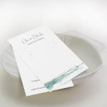 Modern Script Hoop Oorbellen Display Kaart<br><div class="desc">Moderne en stijlvolle scripthoepel oorbel display houder met twee bedrukte hole "markers" en waterverf groenachtige blauwe streep.</div>