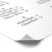 Modern script horizontaal alfabetisch zetplan poster (Hoek)